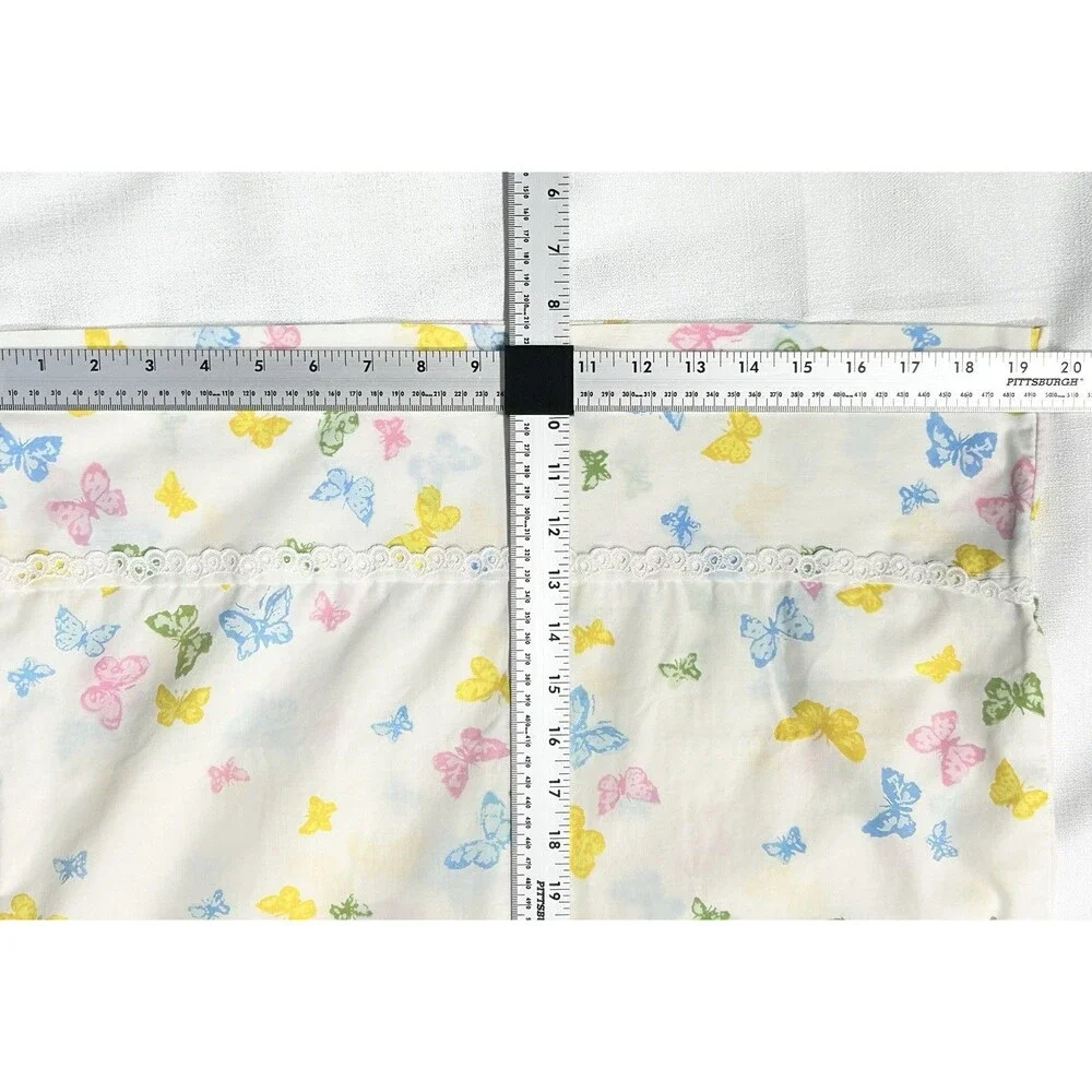 Vintage Dior x Wamsutta 3 Pc Twin Sheet Set Colorful Butterfly Print Delicado 70